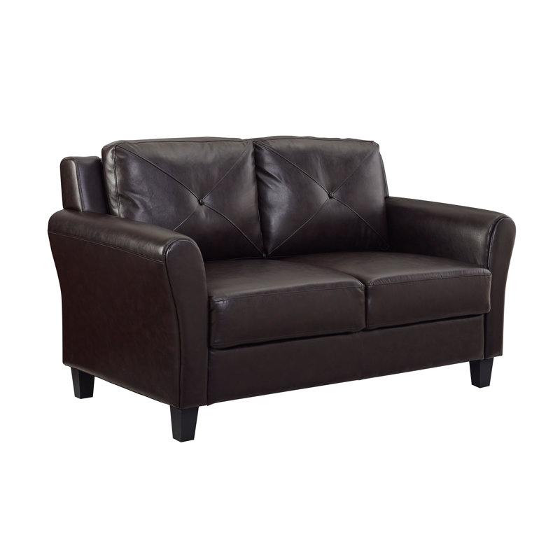 LifeStyle Solutions 56.3" Faux Leather Round Arm Loveseat & Reviews